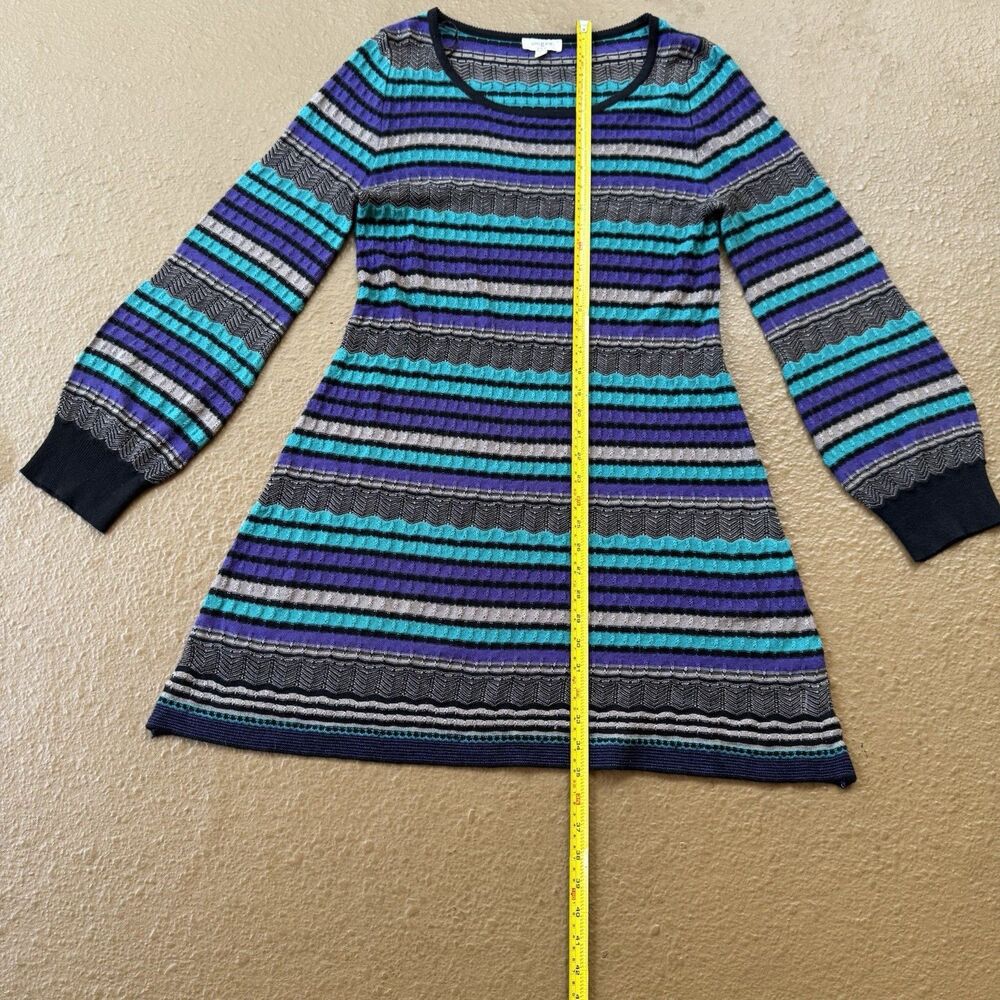 Umgee Knit Dress Tunic Sweater Sz L Multicolor Stripes Long Sleeves Hippie Boho - Picture 2 of 7